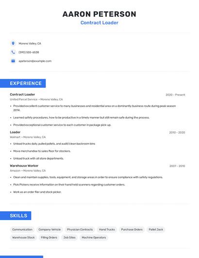 Contract Loader Resume