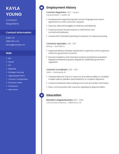 Contract Negotiator Resume