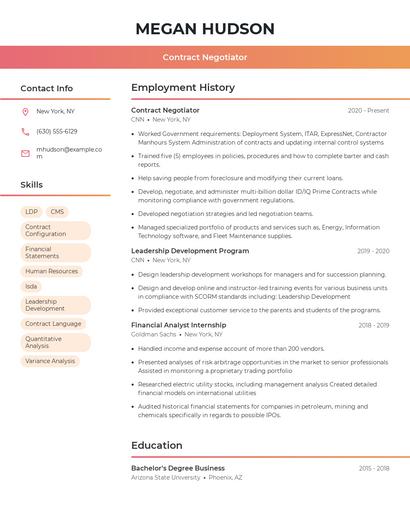 Contract Negotiator Resume
