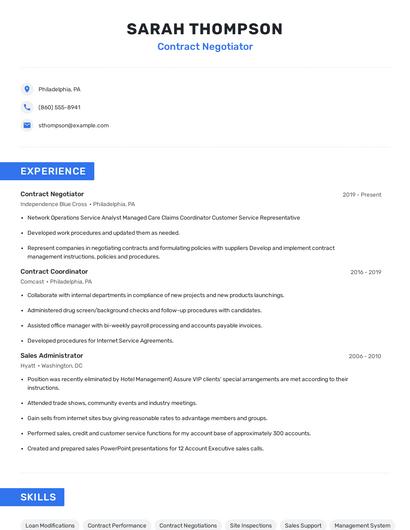 Contract Negotiator Resume