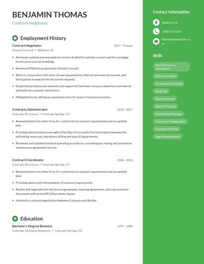 Contract Negotiator Resume