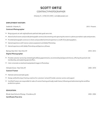 Contract-Photographer Resume