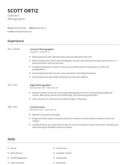 Contract-Photographer Resume