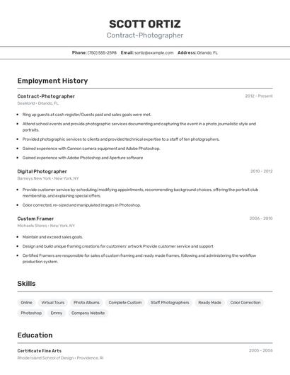 Contract-Photographer Resume