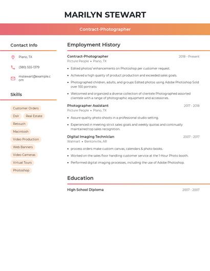 Contract-Photographer Resume