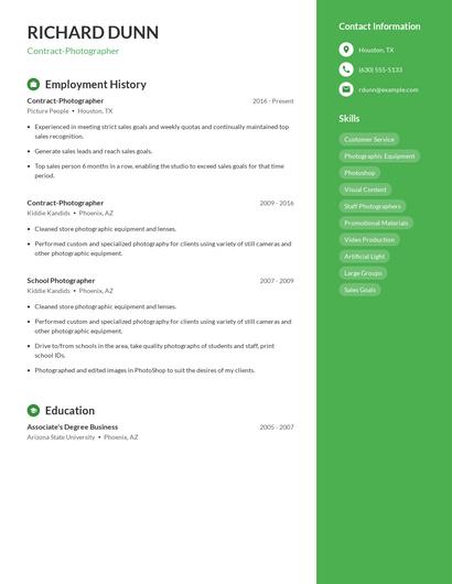 Contract-Photographer Resume
