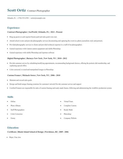 Contract-Photographer Resume