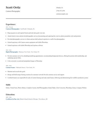 Contract-Photographer Resume