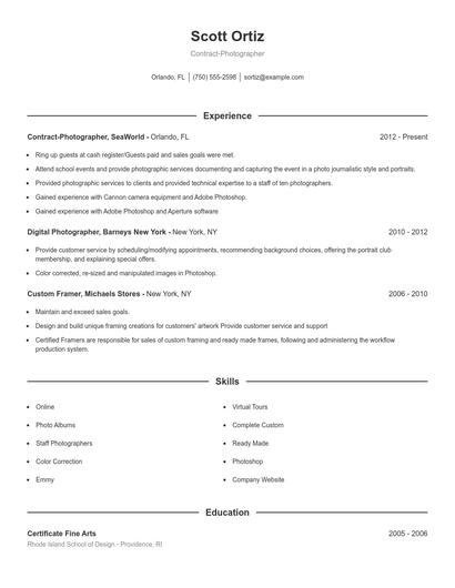 Contract-Photographer Resume