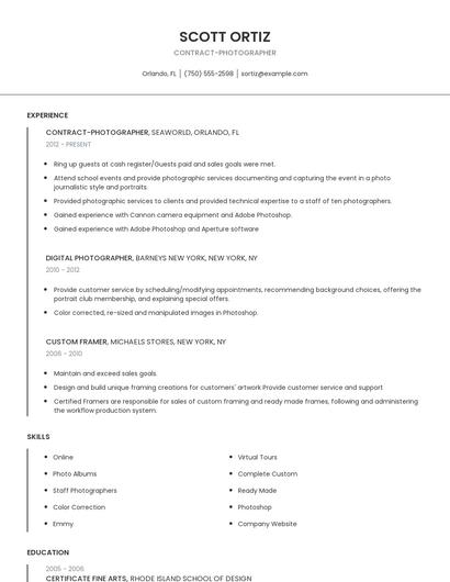 Contract-Photographer Resume