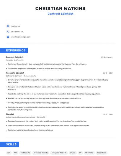 Contract Scientist Resume