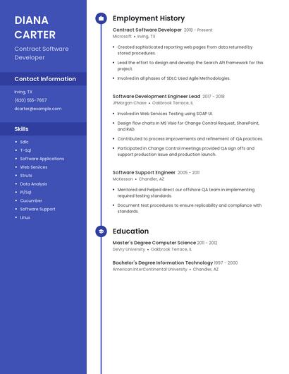 Contract Software Developer Resume
