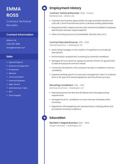 Contract Technical Recruiter Resume