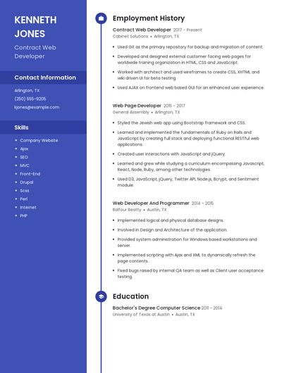 Contract Web Developer Resume