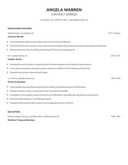 Contract Worker Resume