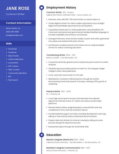 Contract Writer Resume