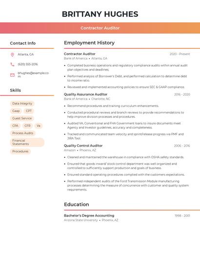 Contractor Auditor Resume