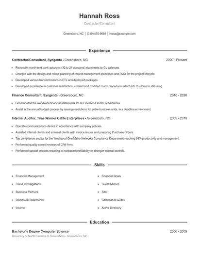 Resume example 1