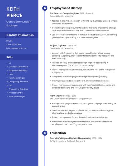 Contractor-Design Engineer Resume