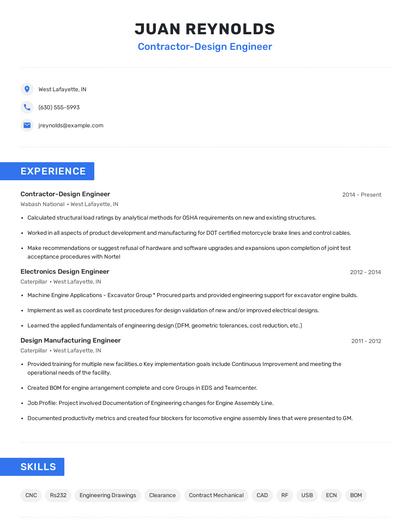 Contractor-Design Engineer Resume