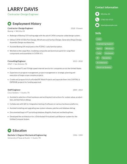 Contractor-Design Engineer Resume