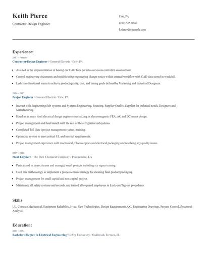 Contractor-Design Engineer Resume