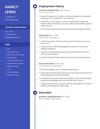 Contracts Administrator Resume