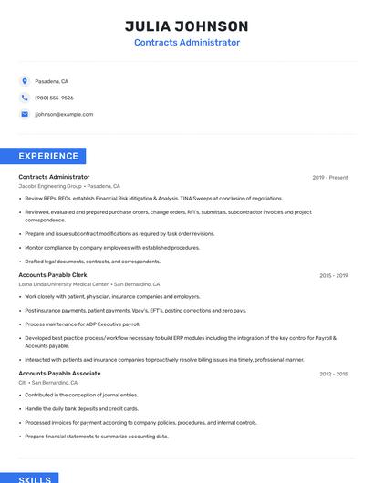 Contracts Administrator Resume