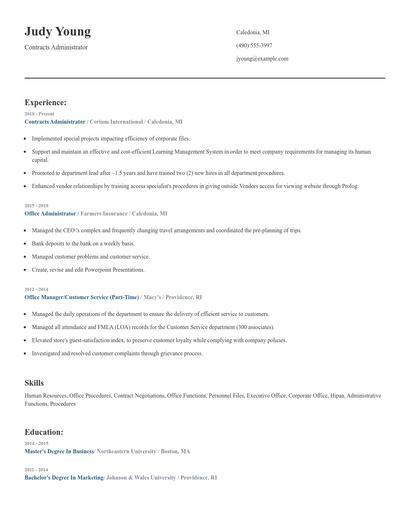 Contracts Administrator Resume