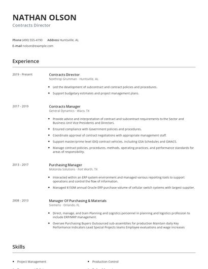 Contracts Director Resume