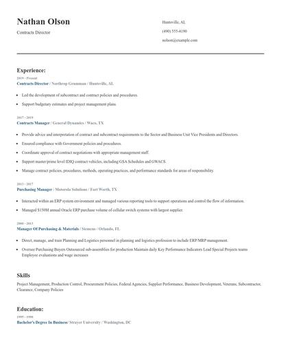 Contracts Director Resume