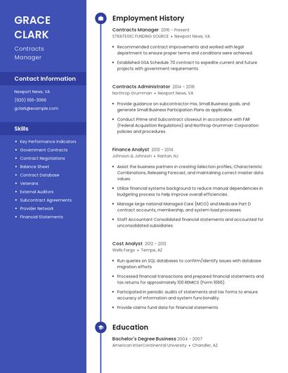 Contracts Manager Resume