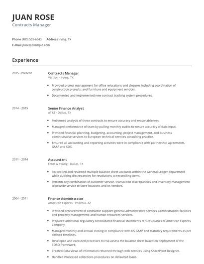 Contracts Manager Resume
