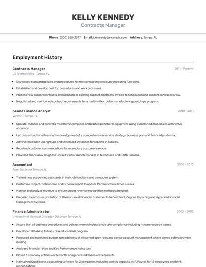 Contracts Manager Resume