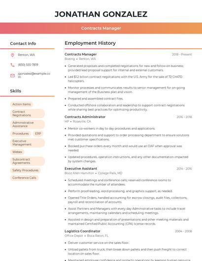 Contracts Manager Resume
