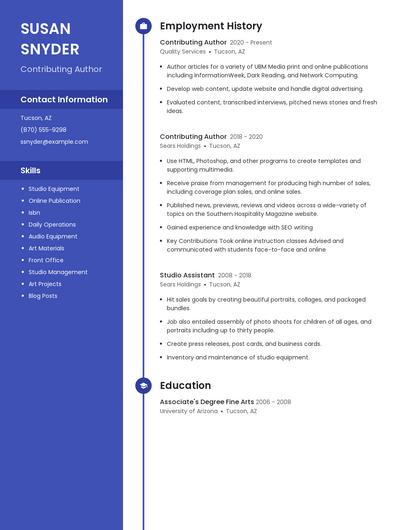 Contributing Author Resume