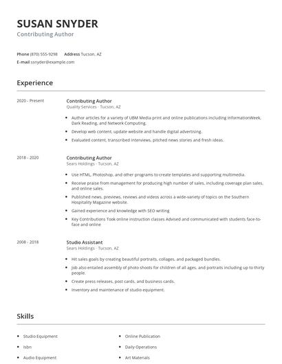 Contributing Author Resume