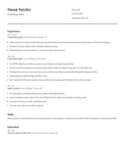 Contributing Author Resume