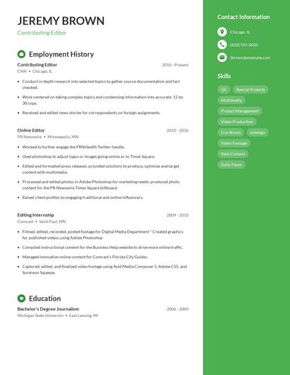 Contributing Editor Resume