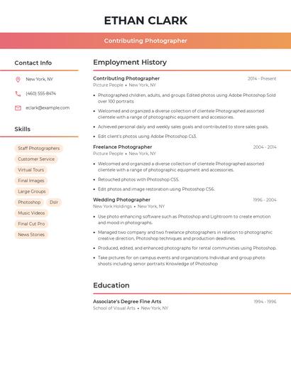 Contributing Photographer Resume
