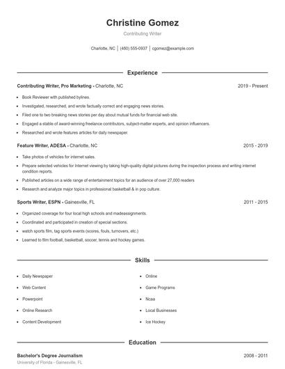 Resume example 1