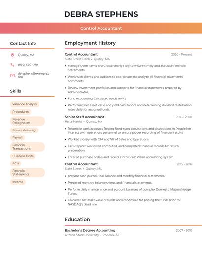 Control Accountant Resume