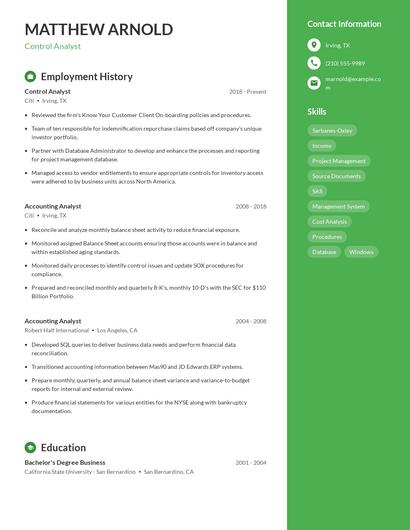 Resume example 5