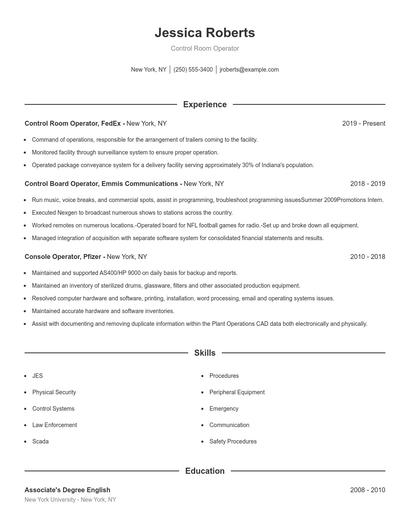 Resume example 1