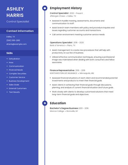 Control Specialist Resume