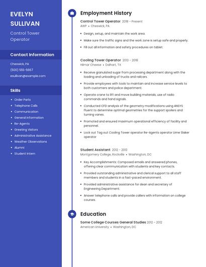 Control Tower Operator Resume