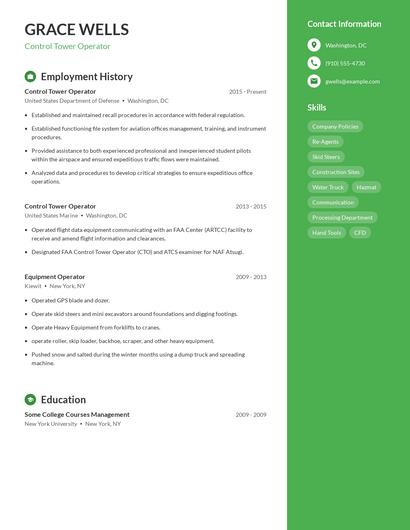Control Tower Operator Resume