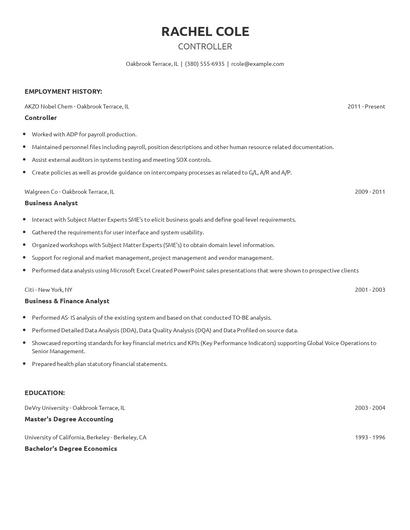Controller Resume
