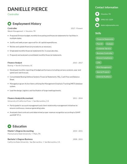 Controller Resume