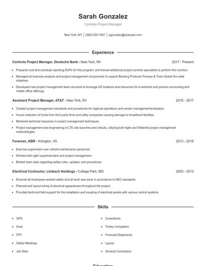 Resume example 1